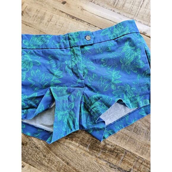 Women's J.Crew Green Blue Floral Stretch Chino Shorts Size 4 Tropical Nautical - Picture 2 of 8